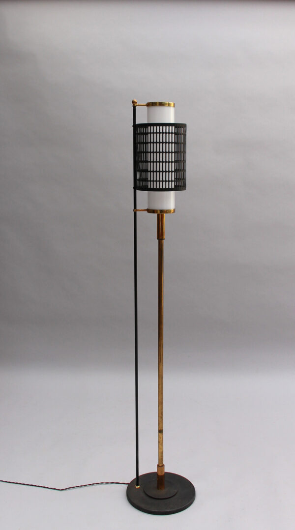 Fine French 1950s Brass, Metal and Lucite Floor Lamp - Image 2