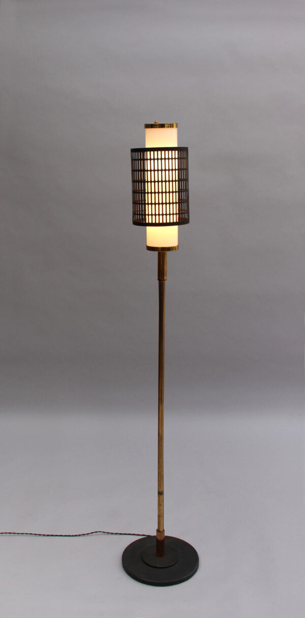 Fine French 1950s Brass, Metal and Lucite Floor Lamp - Image 4