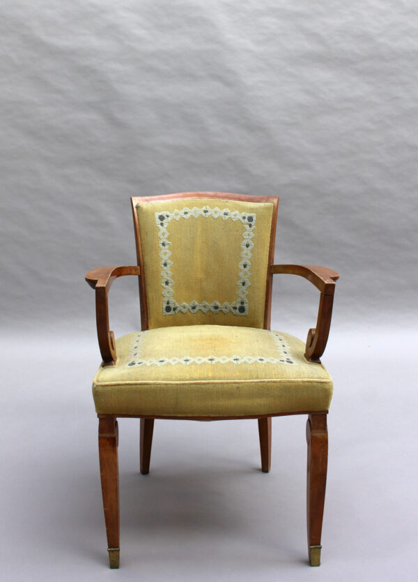 Fine French Art Deco Walnut Armchair by Jules Leleu - Image 2