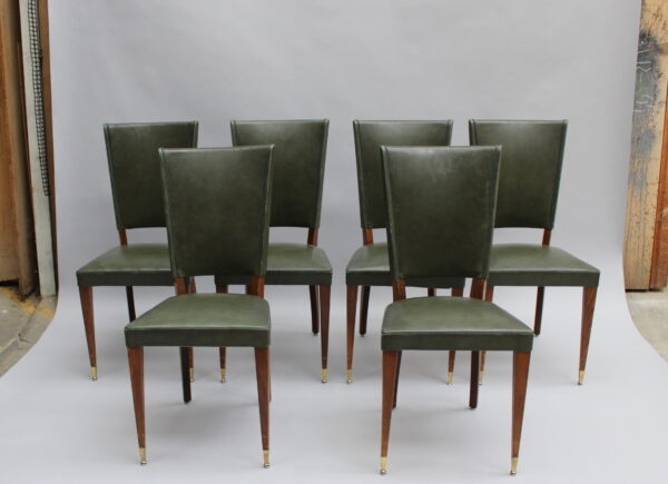 Set of 6 French 1940s Stained Beech Dining Chairs - Image 2