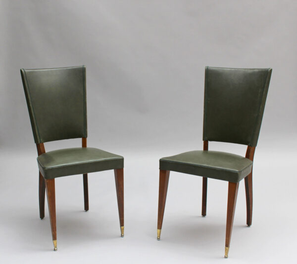 Set of 6 French 1940s Stained Beech Dining Chairs - Image 4