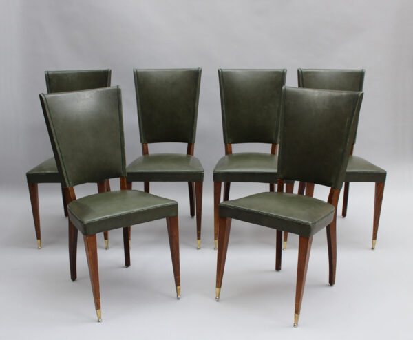 Set of 6 French 1940s Stained Beech Dining Chairs - Image 3