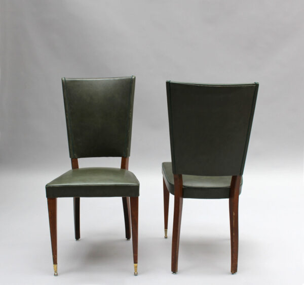 Set of 6 French 1940s Stained Beech Dining Chairs - Image 6