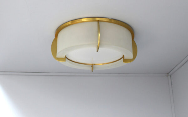 Fine French Art Deco Glass and Bronze Ceiling Light by Jean Perzel - Image 4