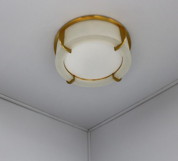 Fine French Art Deco Glass and Bronze Ceiling Light by Jean Perzel - Image 2