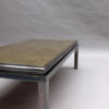 Fine French 1970s Eglomise Glass Top Coffee Table with a Patinated Metal Frame