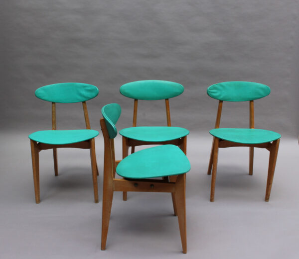 Set of 4 French 1950s Dining Chairs by Roger Landault Edited by Robert Sentou - Image 2