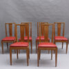 Set of 6 French Art Deco Lime Oak Dining Chairs