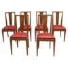 Set of 6 French Art Deco Lime Oak Dining Chairs