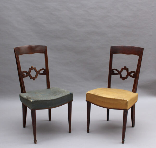 Pair of Fine French Art Deco Mahogany Chairs by Jules Leleu - Image 5