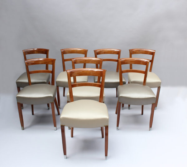 Set of 8 Fine French 1930s Dining Chairs by Jules Leleu (Dining Table Available) - Image 2