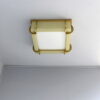 Fine French Art Deco Square Glass and Bronze Flush Mount by Jean Perzel
