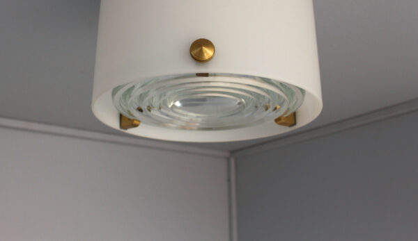 Fine French 1950s Glass and Brass Cylindrical Flush Mount by Perzel - Image 10