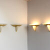Set of 4 Fine French Art Deco Brass and Frosted Glass by Perzel