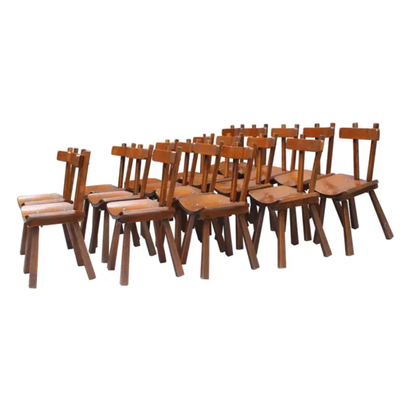 18 French 1960s Solid and Laminated Wood Chairs