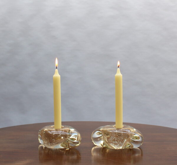 Two Handblown Glass Candlestick Holders by Andre Thuret (sold as a pair) - Image 4