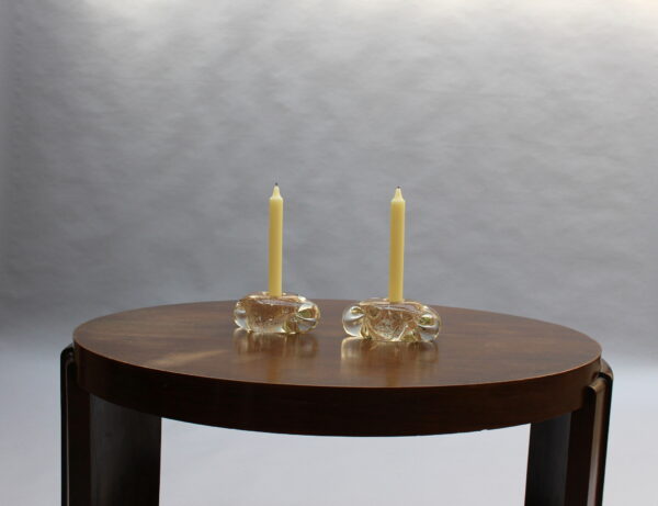 Two Handblown Glass Candlestick Holders by Andre Thuret (sold as a pair) - Image 2