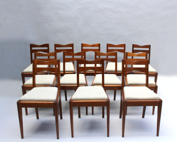 Set of 12 Fine French Art Deco Oak Dining Chairs by Dudouyt - Image 2