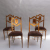 Set of 4 French Art Deco Cherry Wood Side Chairs by Georges Soutiras