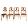 Set of 4 French Art Deco Cherry Wood Side Chairs by Georges Soutiras