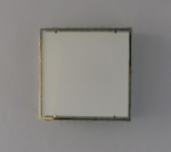 Pair Fine French 1970s Square Glass and Chrome Flush Mounts by Jean Perzel - Image 12