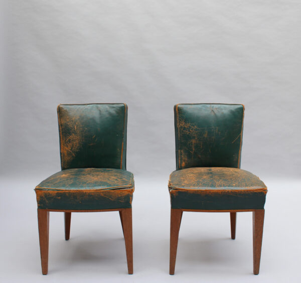 2 Fine French 1930s Oak Side Chairs - Image 2