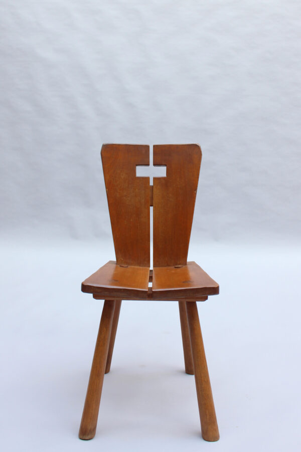 8 Fine French 1950s Beech Dining Chairs - Image 3