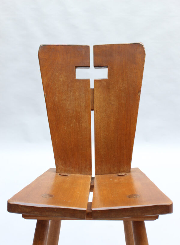 8 Fine French 1950s Beech Dining Chairs - Image 9