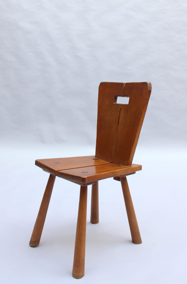 8 Fine French 1950s Beech Dining Chairs - Image 4