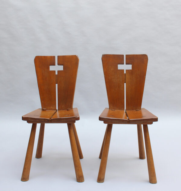 8 Fine French 1950s Beech Dining Chairs - Image 19