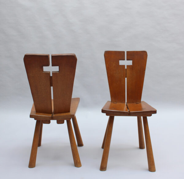 8 Fine French 1950s Beech Dining Chairs - Image 18