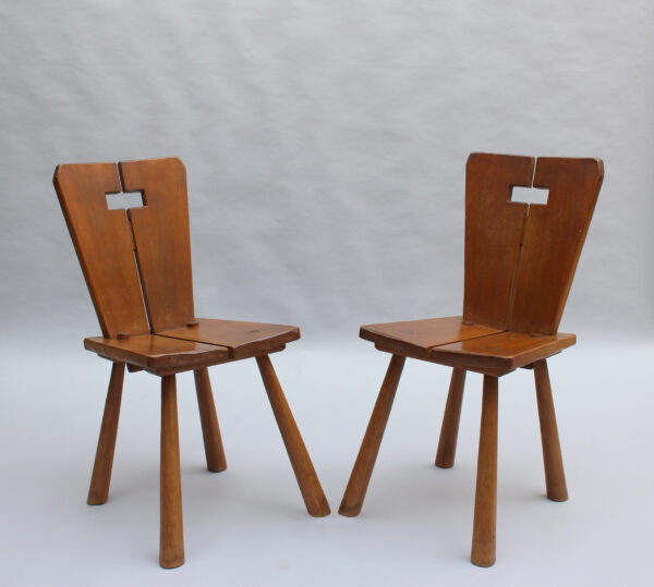 8 Fine French 1950s Beech Dining Chairs - Image 16