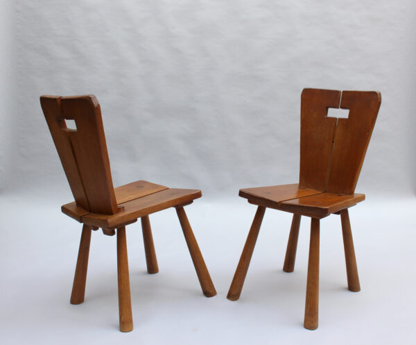 8 Fine French 1950s Beech Dining Chairs - Image 17