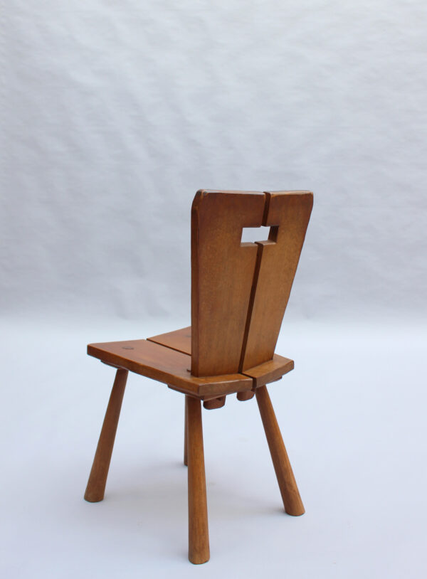 8 Fine French 1950s Beech Dining Chairs - Image 6