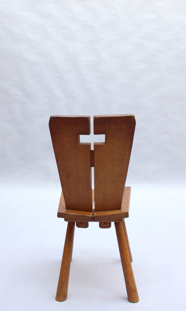 8 Fine French 1950s Beech Dining Chairs - Image 7