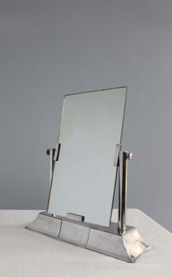 Fine French Art Deco Wrought Fine French 1930s Silver-Plated Table Mirror by Luc Lanel for Christofle Mirror - Image 18