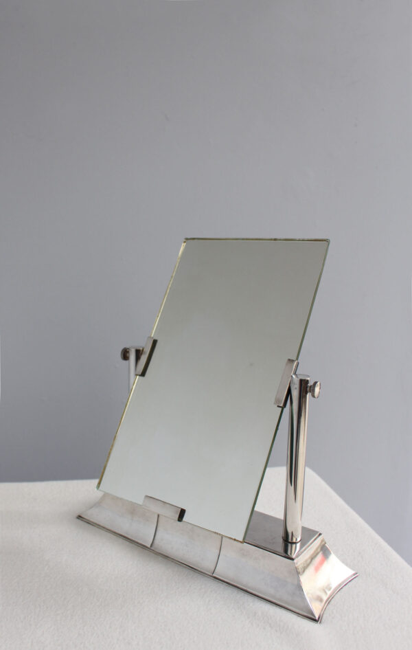 Fine French Art Deco Wrought Fine French 1930s Silver-Plated Table Mirror by Luc Lanel for Christofle Mirror - Image 5