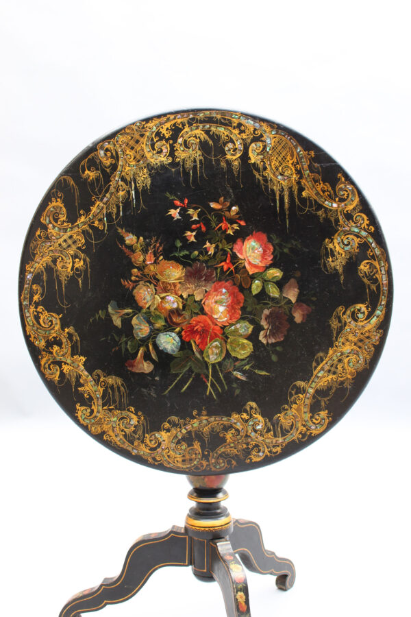 Fine French Napoleon III Lacquered Tilt-Top Table - Image 9