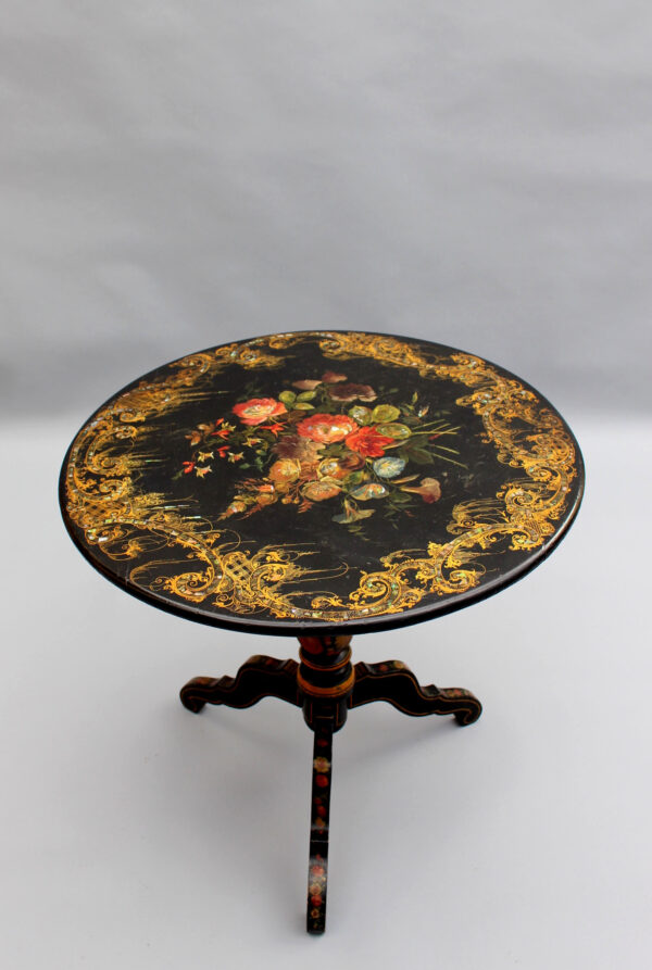 Fine French Napoleon III Lacquered Tilt-Top Table - Image 7