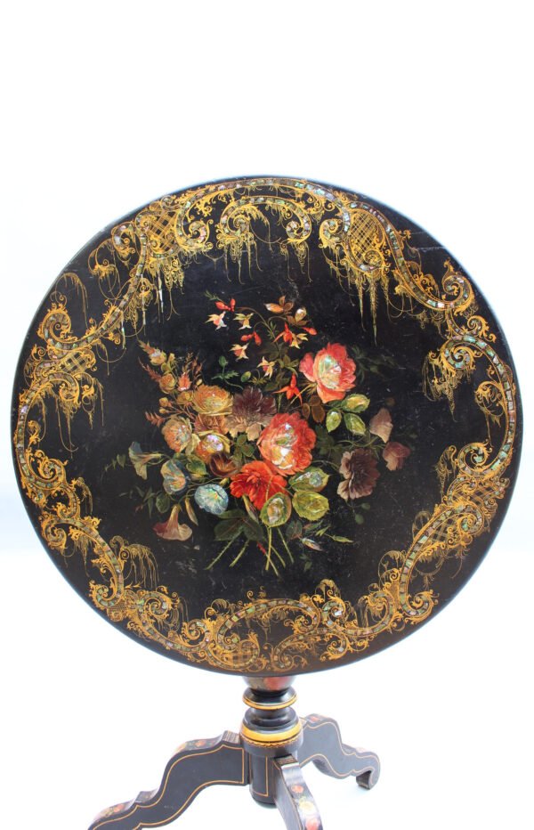 Fine French Napoleon III Lacquered Tilt-Top Table - Image 10