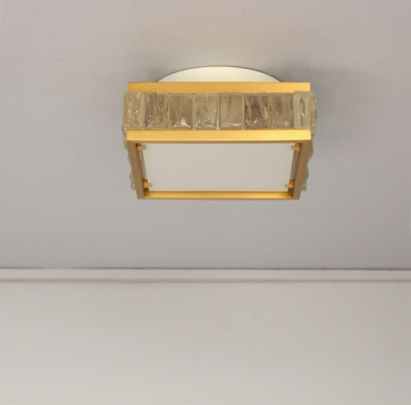 Fine 1950s Brass and Glass Square “Queen Necklace” Ceiling Light by Perzel - Image 5