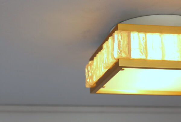 Fine 1950s Brass and Glass Square “Queen Necklace” Ceiling Light by Perzel - Image 11