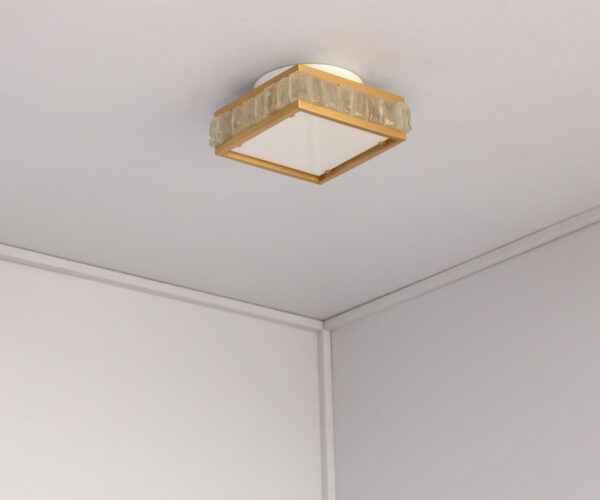 Fine 1950s Brass and Glass Square “Queen Necklace” Ceiling Light by Perzel - Image 3