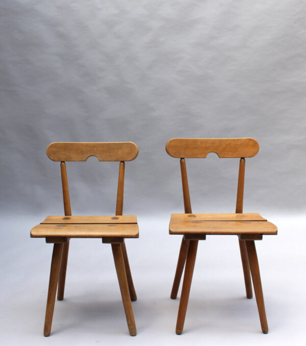 Set of 6 Fine French 1950s Beech Dining Chairs - Image 9