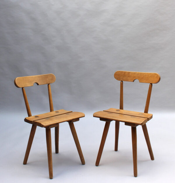 Set of 6 Fine French 1950s Beech Dining Chairs - Image 10