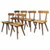 Set of 6 Fine French 1950s Beech Dining Chairs