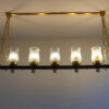 Fine French Midcentury 7 Linear Lights Chandelier by Perzel