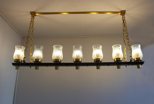 Fine French Midcentury 7 Linear Lights Chandelier by Perzel - Image 2