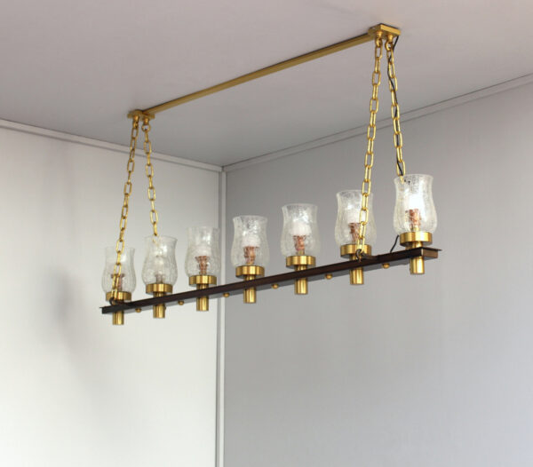 Fine French Midcentury 7 Linear Lights Chandelier by Perzel - Image 4