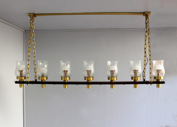 Fine French Midcentury 7 Linear Lights Chandelier by Perzel - Image 3